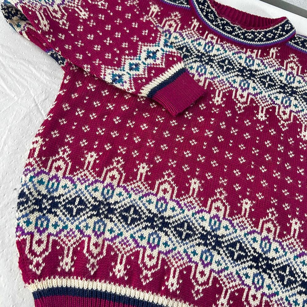 Vintage Dale of Norway Pure New Wool Nordic Fair Isle Chunky Sweater Ski Lodge - Picture 3 of 10